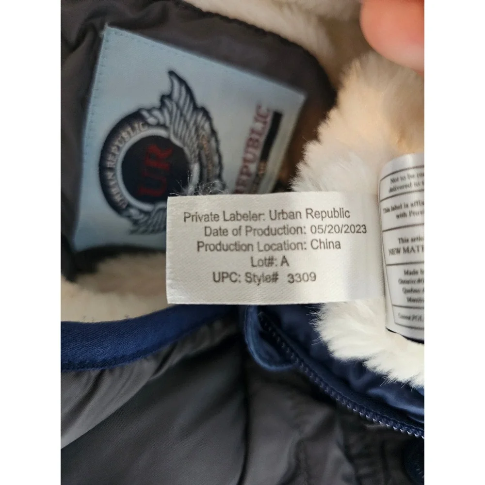 Winter Urban Republic Pram Suit Baby Boy 3M Gray Quilted Faux Fur Hooded Mittens